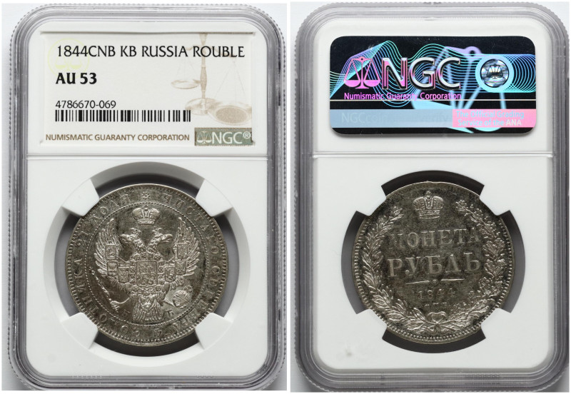 Russia. Nicholas I (1825-1855). Rouble 1844 СПБ-КБ, St. Petersburg. Large crown....