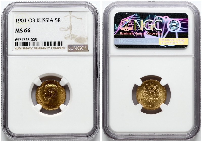 Russia. Nicholas II (1894-1917). 5 Roubles 1901 ФЗ, St. Petersburg. Gold. Bitkin...