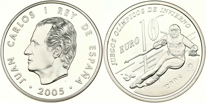 Spain. Juan Carlos I (1975-2014). 10 Euro 2005 Winter Olympics Turin (2006). Sil...