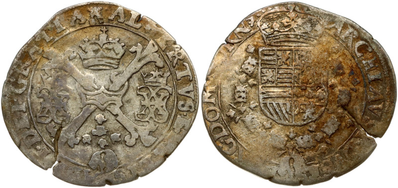 Spanish Netherlands, Tournai. Albert and Isabella (1598-1621). 1/4 Patagon ND (1...