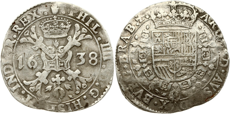 Spanish Netherlands, Brabant. Philip IV (1621-1665). Patagon 1638, Antwerp. Silv...