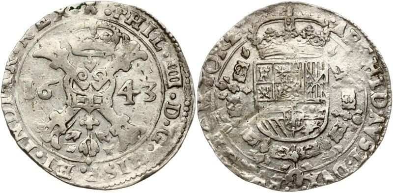 Spanish Netherlands, Tournai. Philip IV (1621-1665). Patagon 1643. Silver 27.39 ...