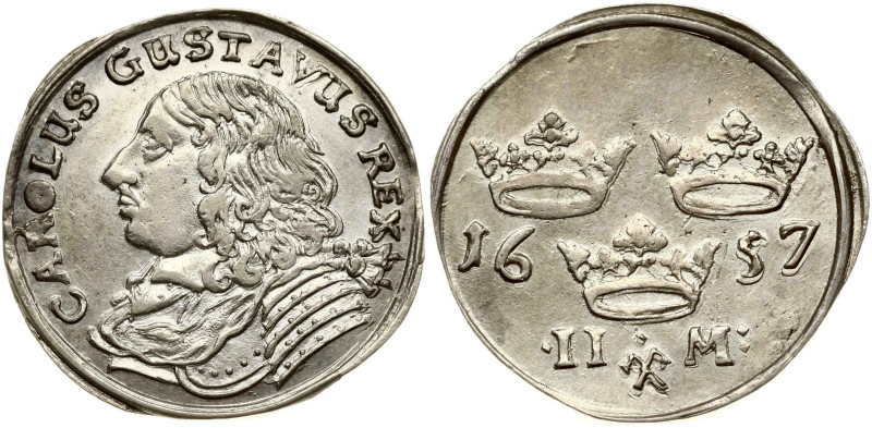 Sweden. Karl X Gustav (1654-1660). 2 Mark 1657. Silver 10.56 g. KM-213. Patina.