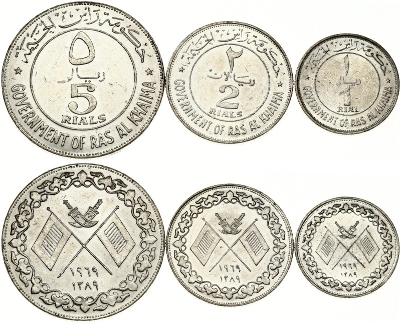 United Arab Emirates, Ras al-Khaimah. 1 - 5 Riyals 1389 (1969) Scarce set. Silve...