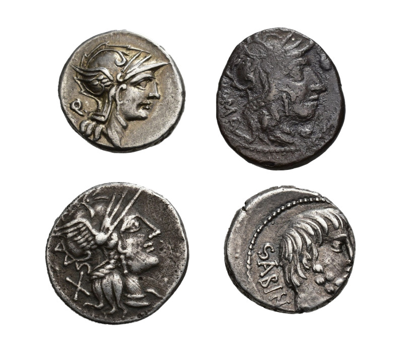 REPÚBLICA ROMANA. Lote de 4 denarios: Junia, Fulvia, Papiria y Tituria. BC+/MBC+...