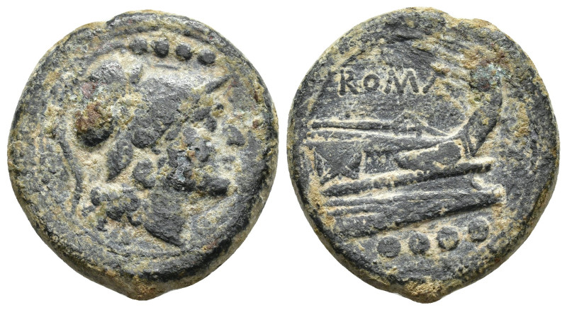 ANÓNIMO. Triente. Roma (211 a.C.). A/ Cabeza de Minerva a der., encima 4 glóbulo...