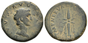 AUGUSTO. As. Anatolia (98 d.C. (restitución bajo Nerva). A/ Cabeza de Augusto a der.; DIVVS AVG(VSTVS). R/ Haz de rayos; IMP NERVA C(AES AVG REST S C)...