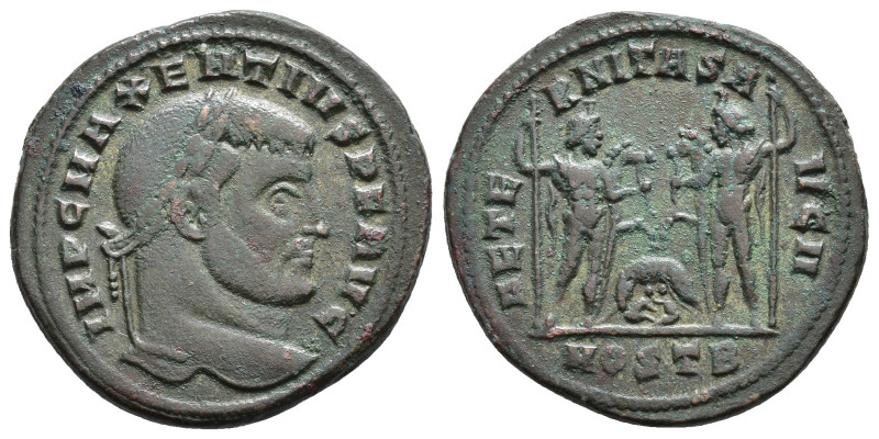 MAJENCIO. Follis. Ostia (309). A/ Cabeza laureada a der.; IMP C MAXENTIVS P F AV...