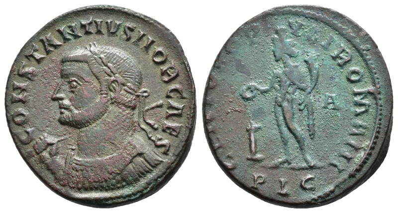 CONSTANCIO II. Follis. Lugdunum (301-303). A/ Busto con coraza y cetro a izq.; C...