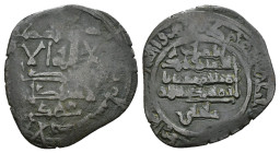 REINOS DE TAIFAS. TAIFA DE MÁLAGA. MUHAMMAD I AL-MAHDI B. IDRIS I B. 'ALI. Dírham. Al-Andalus. 443 H. VE 2,6 g. 21 mm. Tipo V-864; PV-104g. MBC-/MBC....