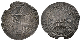 ENRIQUE IV. 1/2 real. Segovia. AR 1,5 g. 20,4 mm. III-698. BMM-911.1. Faltan pequeños fragmentos. BC+/MBC-.