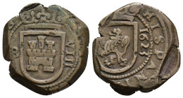 FELIPE IV. 8 maravedís. 1623. Burgos. CU 7,83 g. 22,6 mm. AC-297. Rev. descentrado. MBC.