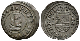 FELIPE IV. 16 maravedís. 1661. Segovia. S. CU 3,98 g. 25,3 mm. JS-M 507. RS-489. AC-486. Algo descentrada. MBC+.