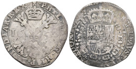 FELIPE IV. Patagón. 1653. Tournai AR 27,76 g. 41,3 mm. DEL-300; Vanhoudt-645TO. Ligera plata agria. BC+.