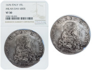 CARLOS II. Filippo. 1676. Milán. Olivares-278. Encapsulada y extraída. Consta en registro de NGC. VF 30. MBC-.