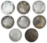 CARLOS III. Lote de 8 piezas diferentes de 2 reales. Madrid. BC/MBC.