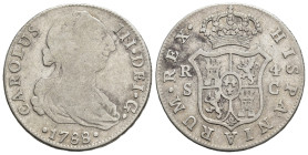 CARLOS III. 4 reales. 1788. Sevilla. C. AR 13,36 g. 31,9 mm. VI-844. BC+.