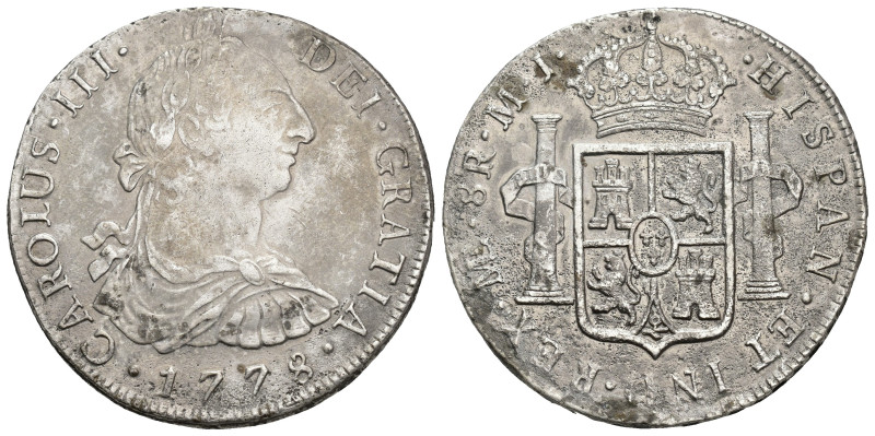 CARLOS III. 8 reales. 1778. Lima. MJ. AR 26,48 g. 39,4 mm. VI-894.Oxidaciones li...