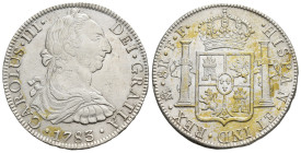 CARLOS III. 8 reales. 1783. México. FF. AR 26,77 g. 38,6 mm. VI-946. Rayitas. MBC+.