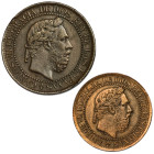 CARLOS VII. Lote de 2 piezas: 5 y 10 céntimos. 1875. EBC-/MBC.