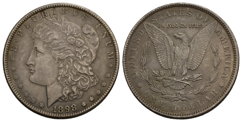 ESTADOS UNIDOS DE AMÉRICA. 1 dólar Morgan. 1898. AR 26,96 g. 37,8 mm. KM-110. MB...