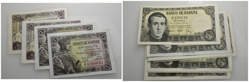 BILLETES. BANCO DE ESPAÑA. Lote de 47 billetes. F. Franco y J. Carlos I: 1 pta. ...