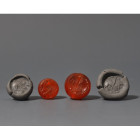 ARQUEOLOGÍA. PRÓXIMO ORIENTE. Imperio Sasánida. Lote de 2 sellos, uno con representación de un conejo y otro, de un animal mitológico (ss. III-VII). Á...