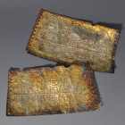 ARQUEOLOGÍA. PREHISPÁNICO. Inca. Lote de 2 muñequeras (1400-1600). Plata. Longitud 15,5 cm. Adjunta análisis EDXRF de Hebolabo (2023).