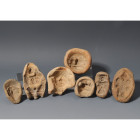 ARQUEOLOGÍA. PREHISPÁNICO. Región andina. Lote de 7 moldes. Cerámica. Longitud de 5 a 8,5 cm. Uno de ellos fragmentado, con restos de pegamento y refe...