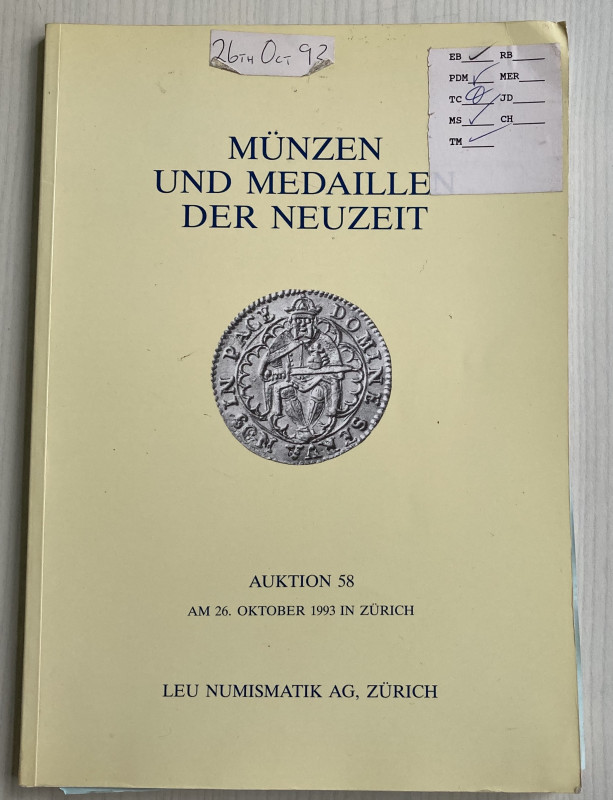 Bank Leu Auktion 58 Munzen und Medaillen Zurcher Munzen und Medaillen, Schweiz G...