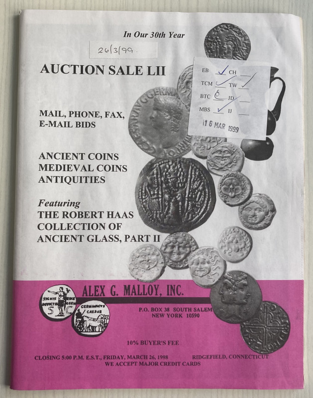 Malloy A.G. Auction LII. Ancient Coins Medieval Coins Antiquities Featuring: The...