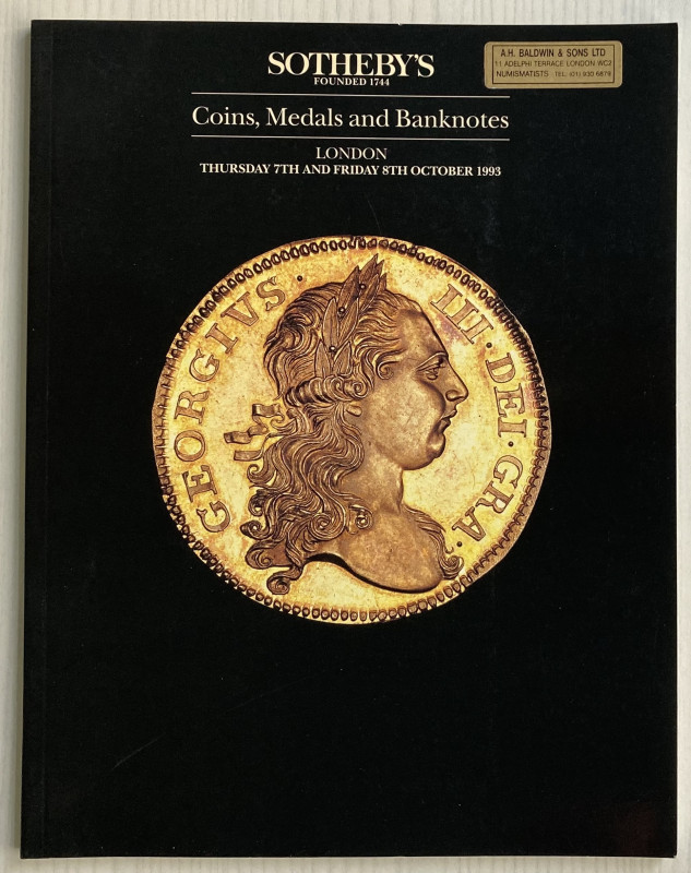 Sotheby's Coins , Medals and Banknotes. London 07-08 October 1993. Brossura ed. ...