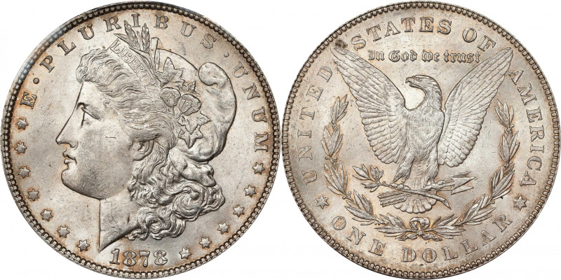 1878 Morgan Silver Dollar. 7 Tailfeathers. Reverse of 1878. MS-63 (PCGS).
PCGS#...