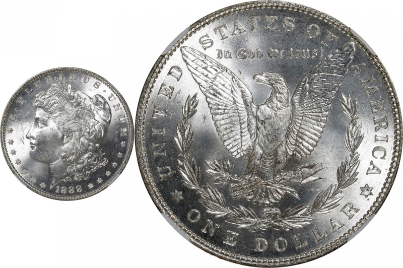 1888 Morgan Silver Dollar. VAM-16A, Hot 50 Variety. Doubled Die Reverse, Wreath ...