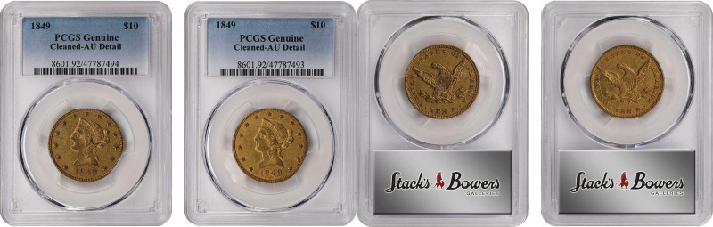 Lot of (2) 1849 Liberty Head Eagles. AU Details--Cleaned (PCGS).
PCGS# 8601. NG...