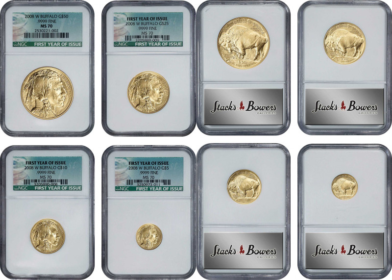 Complete Set of 2008-W Gold Buffaloes. MS-70 (NGC).
All examples are individual...