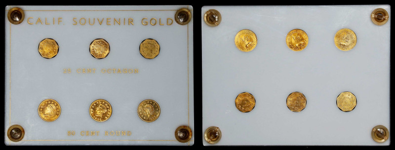 Lot of (6) California Souvenir Fractional "Gold" Tokens.
Included are: (3) octa...