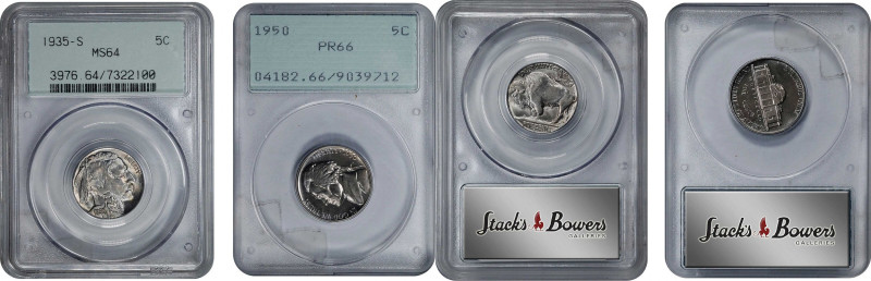 Lot of (2) Classic U.S. Nickels. (PCGS).
Included are: 1935-S, Buffalo nickel, ...