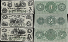 Lot of (3) Salisbury, Maryland. Somerset & Worcester Savings Bank. 1862 $1, $2 & $3. Choice Uncirculated.
Lot of (3) Obsolete Bank Notes (Salisbury, ...