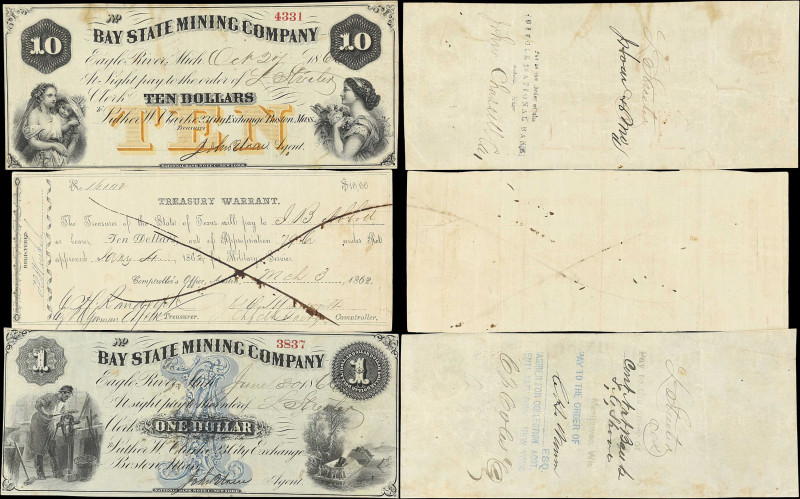 Lot of (3) Boston & Austin, Massachusetts & Texas. Mixed Banks. 1853-66 $1 & $10...