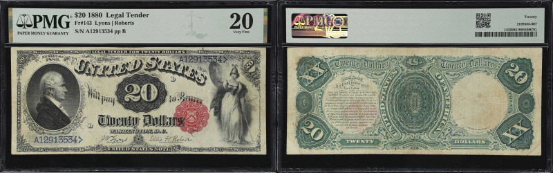 Fr. 143. 1880 $20 Legal Tender Note. PMG Very Fine 20.
An appealing example of ...