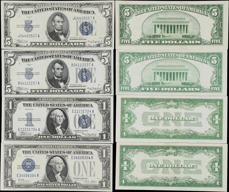 Lot of (4) Fr. 1601, 1606, 1650 & 1651. 1928-34 $1 & $5 Silver Certificates. Cho...