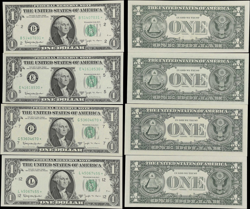 Lot of (4) Fr. 1902-B*, 1902-E*, 1902-G* & 1902-L*. 1963B $1 Federal Reserve Sta...