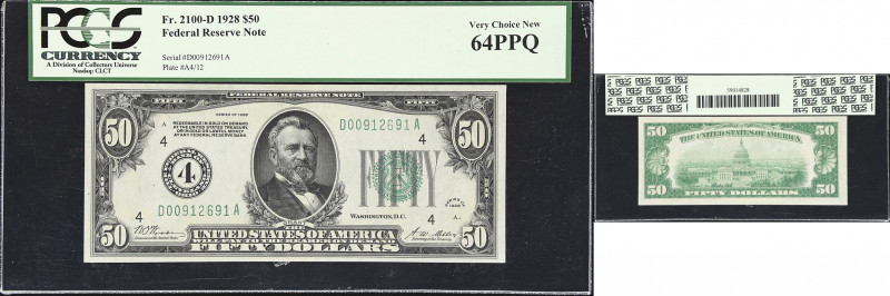 Fr. 2100-D. 1928 $50 Federal Reserve Note. Cleveland. PCGS Currency Choice Uncir...