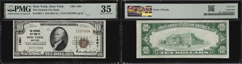 New York, New York. 1929 Ty. 1 $10 & $20 Fr. 1801-1 & 1802-1. The National City ...