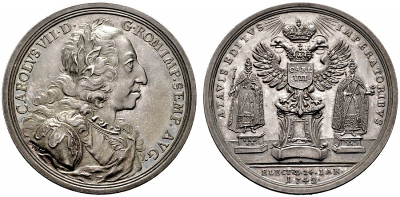  HISTORISCHE MEDAILLEN   ÖSTERREICH   HABSBURG   Karl VII. 1742-1745   (D) AR-Me...