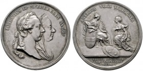  HISTORISCHE MEDAILLEN   ÖSTERREICH   HABSBURG   Maria Theresia 1740-1780   (D) AR-Medaille 1773 von Krafft. Auf die Huldigung in GALIZIEN. Av.: die g...