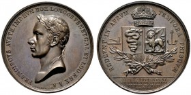  HISTORISCHE MEDAILLEN   ÖSTERREICH   HABSBURG   Franz II. (I.) 1792-1835   (D) AE-Medaille 1815, von Vasallo. Auf seine Krönung in MAILAND. Rv.: über...