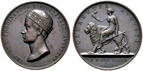  HISTORISCHE MEDAILLEN   ÖSTERREICH   HABSBURG   Ferdinand I. 1835-1848   (D) AE-Medaille 1838, von F. Broggi. Auf die Krönung zum König der Lombardei...