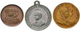  HISTORISCHE MEDAILLEN   ÖSTERREICH   HABSBURG   Franz Joseph 1848-1916   (D) Lot 30 Stk.: AE-Medaillen (3x AR) , meist tragbar; auf diverse Anlässe u...